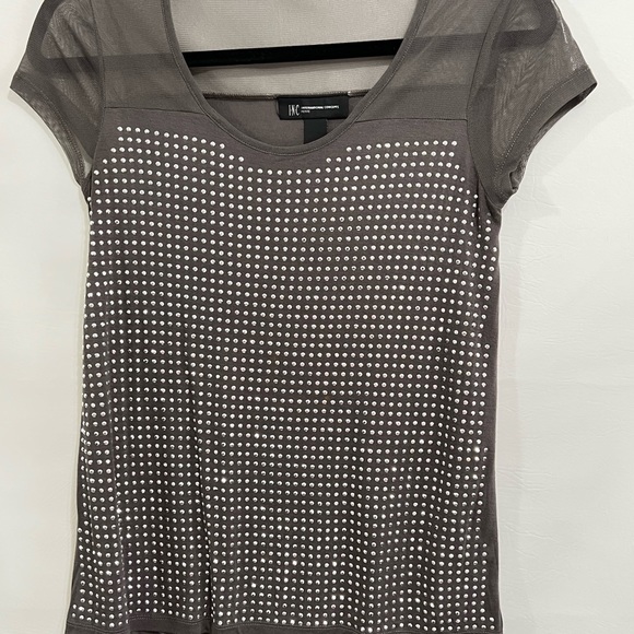 International Concepts shirt, top gray sz petite (maybe PM)with rhinestones EUC - Picture 11 of 12